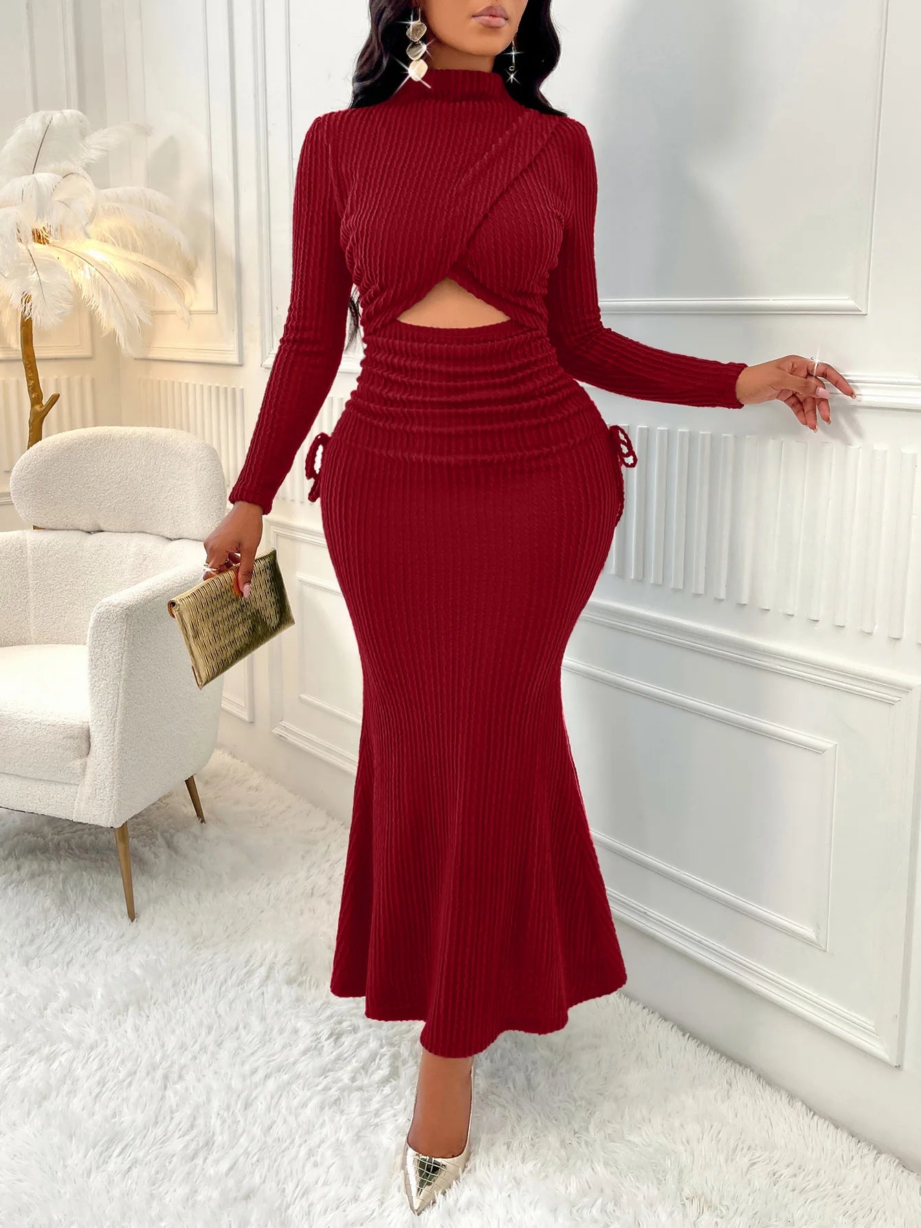 Robe à col rond nouveau style pour femmes