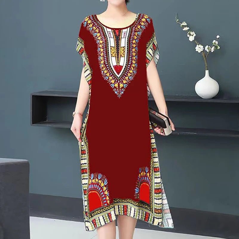 Robe de Maternité Bohème – Imprimé Élégant, Coupe Décontractée, Style Chic pour Grossesse