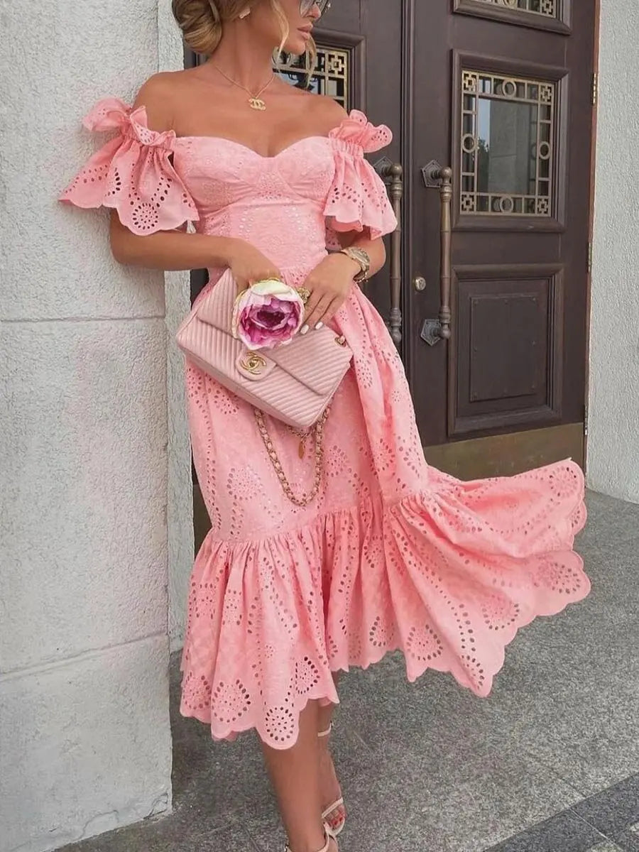 Robe Mi-Longue Épaules Dénudées