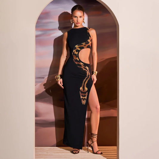 Robe Longue Sans Manches Imprimé  Sexy