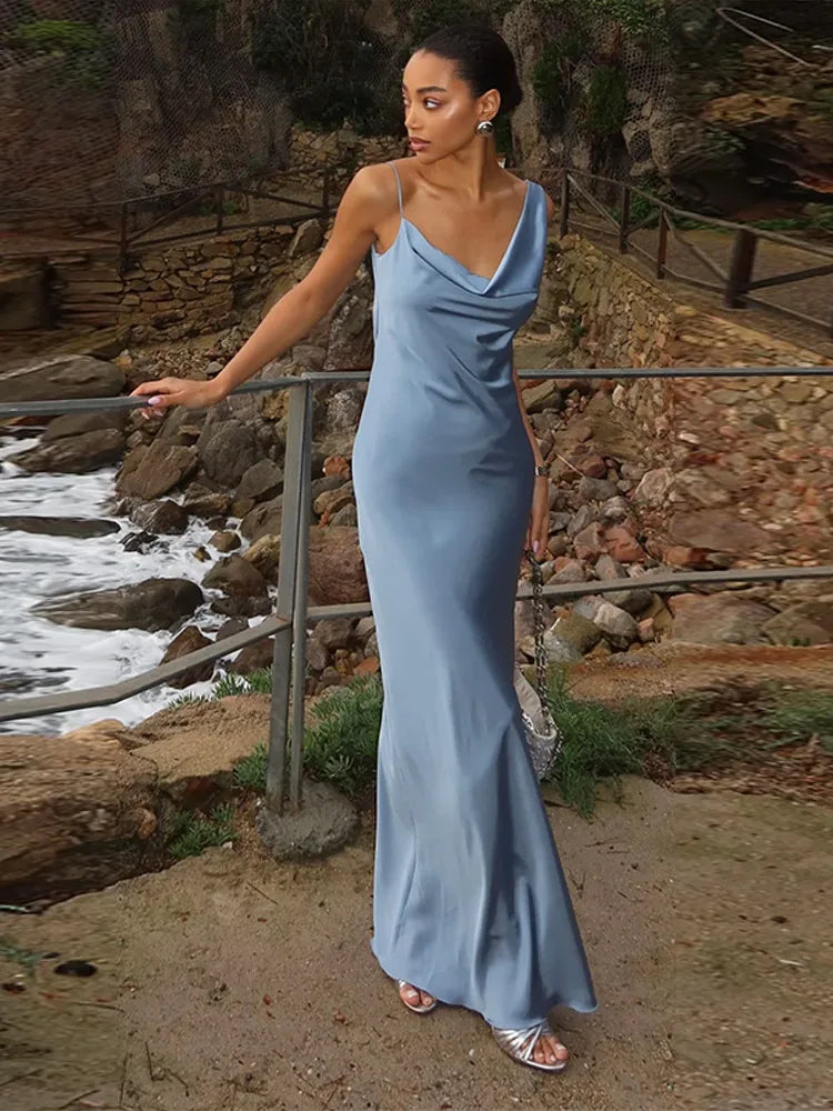 Robe Longue de Soirée en Satin