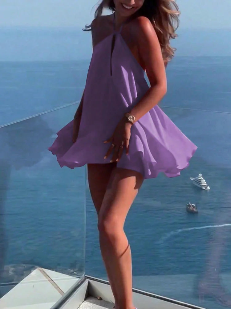 Robe de soirée Sexy à épaules sans manches, ajourée robe de plage, dos nu