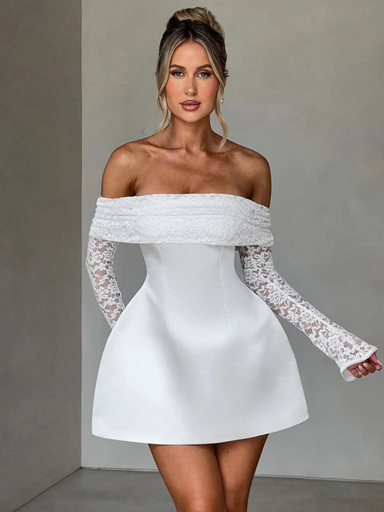 Robe de Soirée Une Épaule en Dentelle
