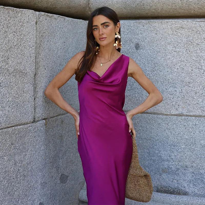 Robe Longue de Soirée en Satin