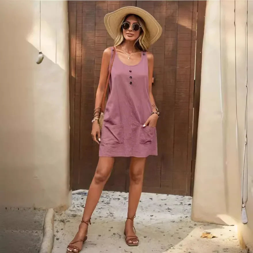Robe Décontractée Bohème en Coton & Lin