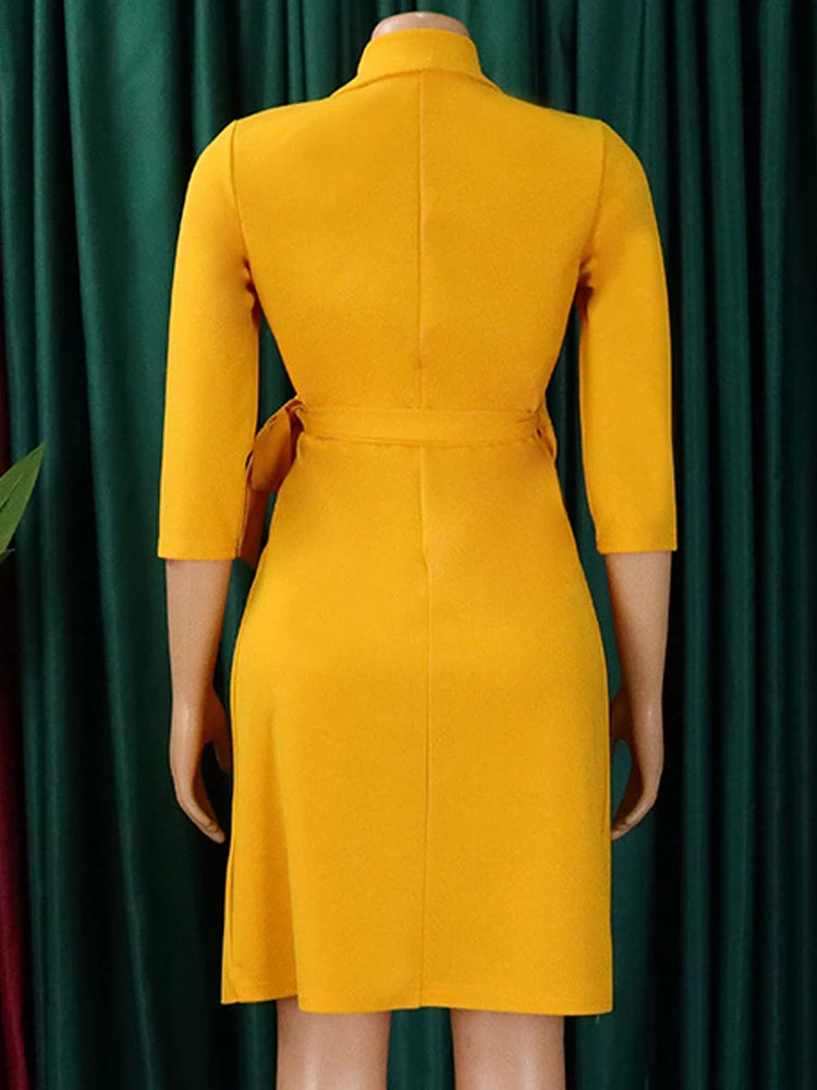 Robe À Manches Longues Grande Dame Ceinture