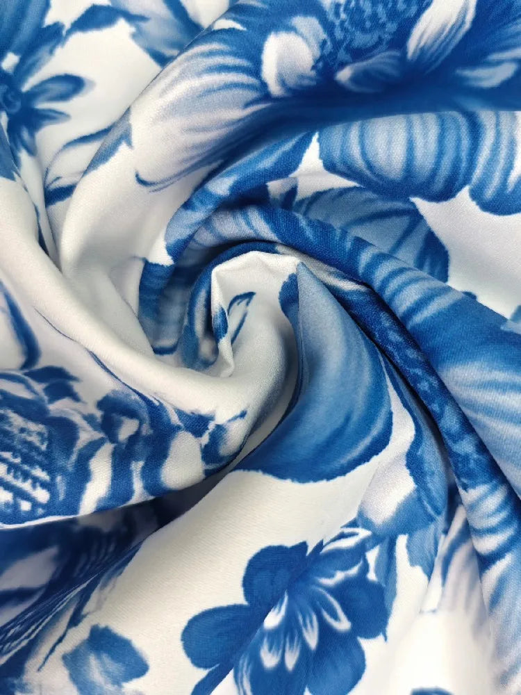 Robe Longue Trapèze – Imprimé Fleuri Vintage, Col à Revers, Élégante et Classique, Style Fête ou Cérémonie