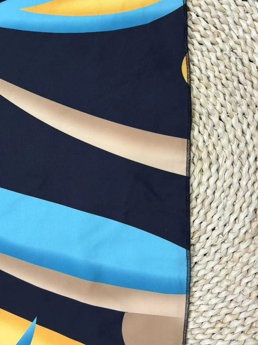 Robe en tricot torsadé, imprimé Tropical, col en v
