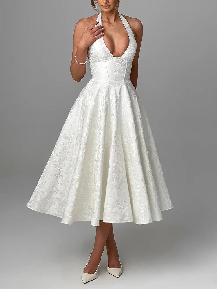 Robe Trapèze Longue en Jacquard