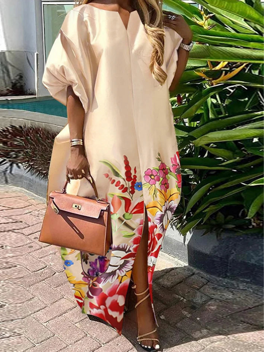 Robe Longue en Satin Style Bohème