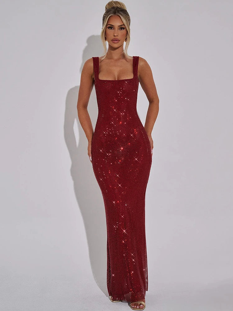 Robe Longue à Paillettes Dos Nu