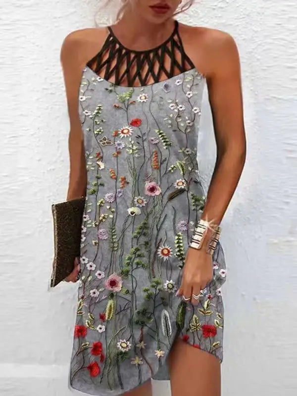 Robe de plage sexy mini à la mode, sans manche