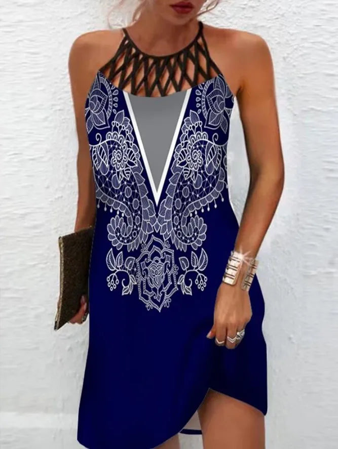 Robe de plage sexy mini à la mode, sans manche