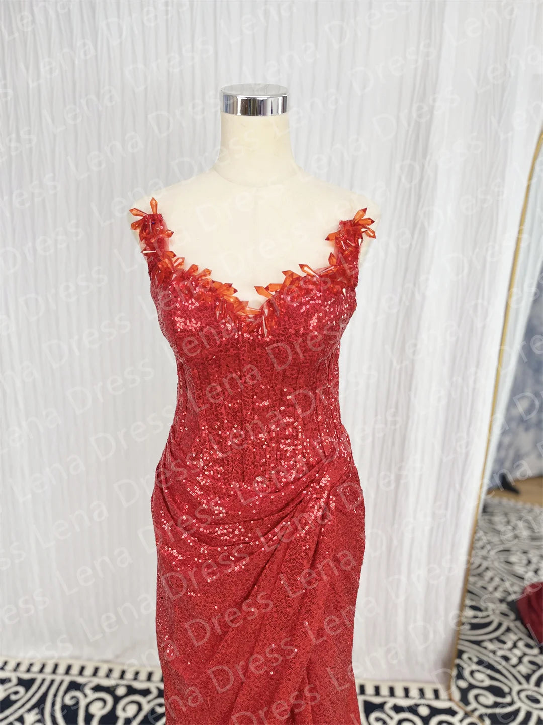 Robe De Mariée Queue De Poisson Cristal Hors Les Épaules Brillante