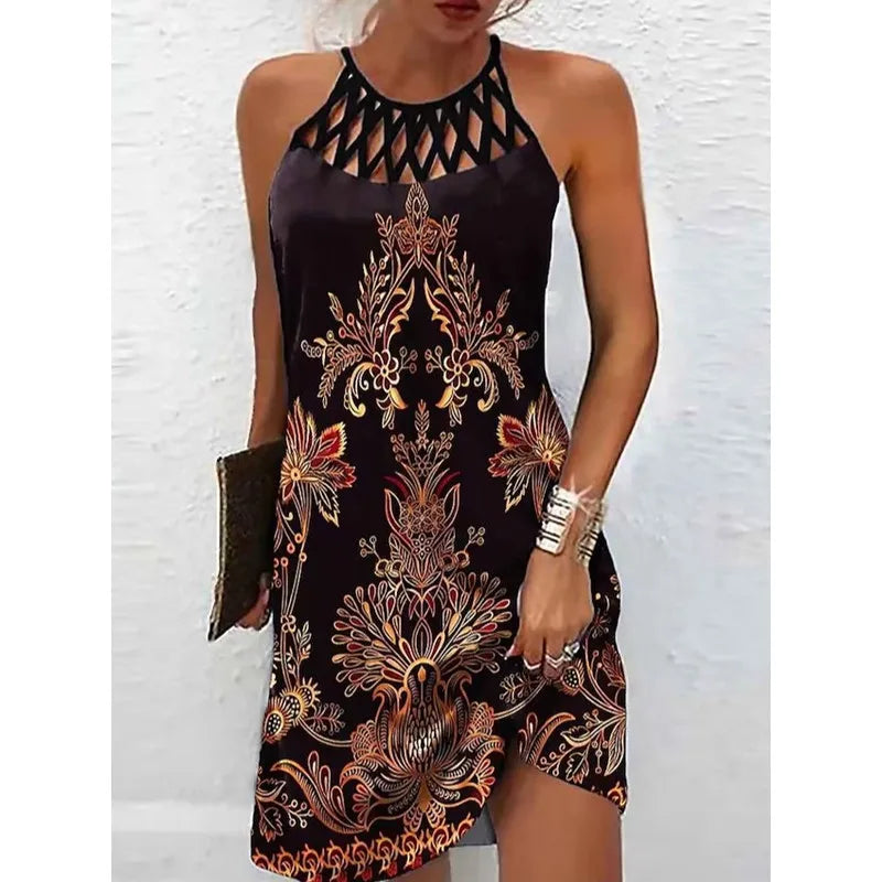Robe de plage sexy mini à la mode, sans manche