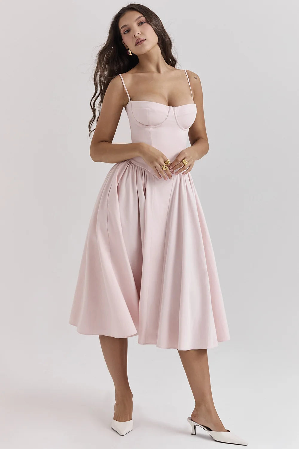 Robe Midi Femme Été – Élégante, Sans Manches, Dos Nu, Plissée, Sexy, A Ligne, Soirée & Cocktail