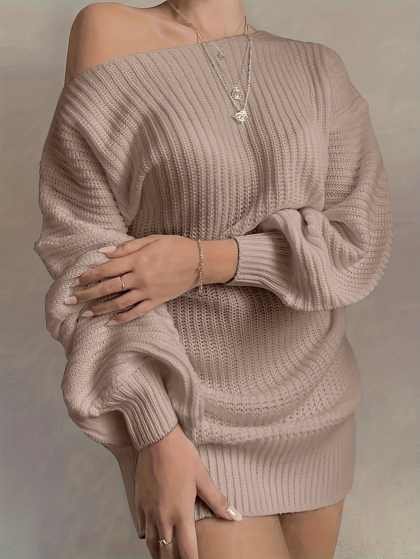 Robe Pull Femme Décontractée – Manches Longues Automne Hiver