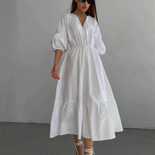 Robe Longue Bohème à Manches Bouffantes