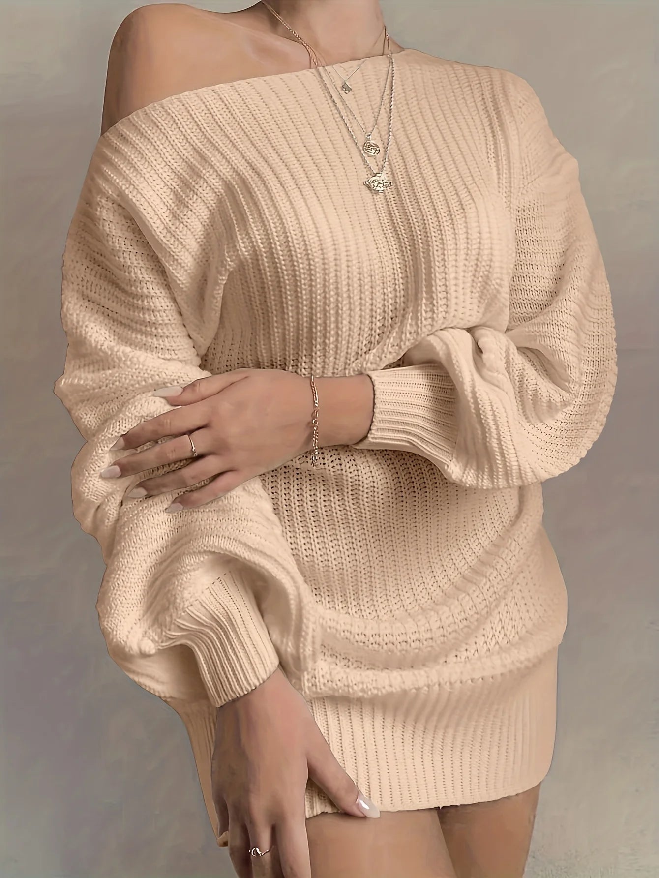 Robe Pull Femme Décontractée – Manches Longues Automne Hiver