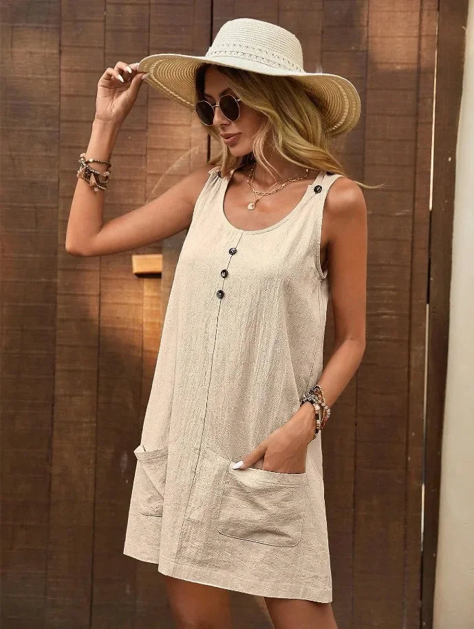 Robe Décontractée Bohème en Coton & Lin