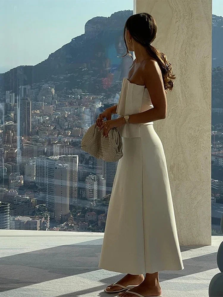 Robe Longue Blanche Plissée