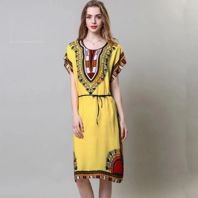Robe de Maternité Bohème – Imprimé Élégant, Coupe Décontractée, Style Chic pour Grossesse