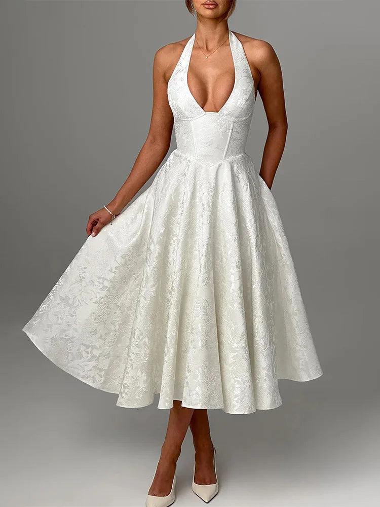 Robe Trapèze Longue en Jacquard