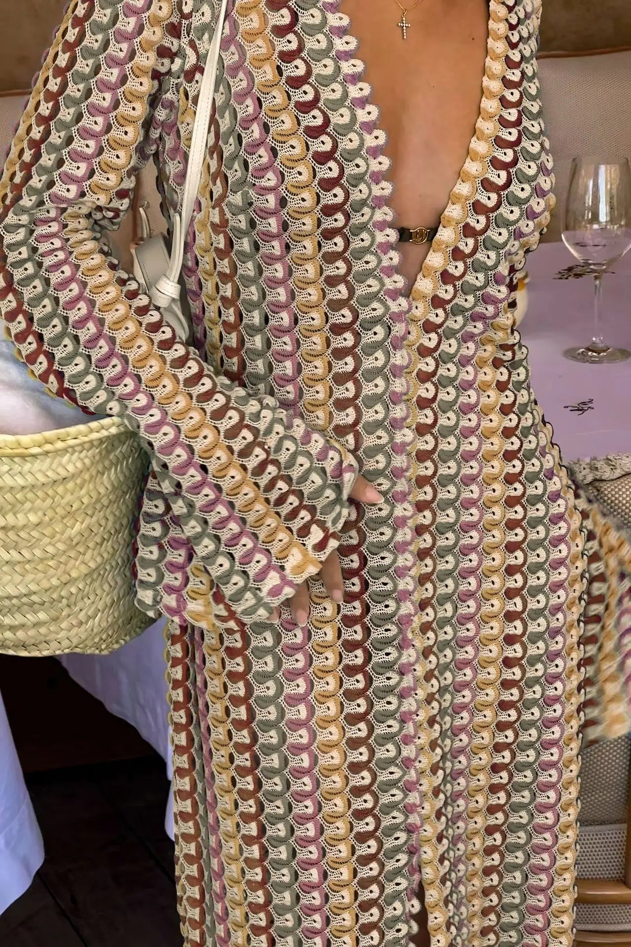 Robe Longue en Dentelle Colorée