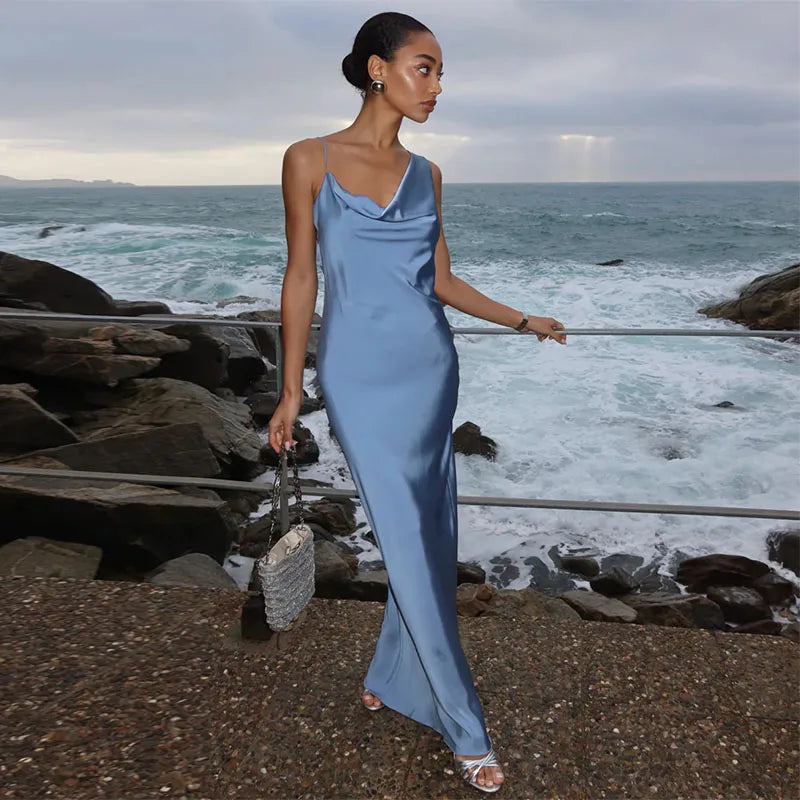 Robe Longue de Soirée en Satin