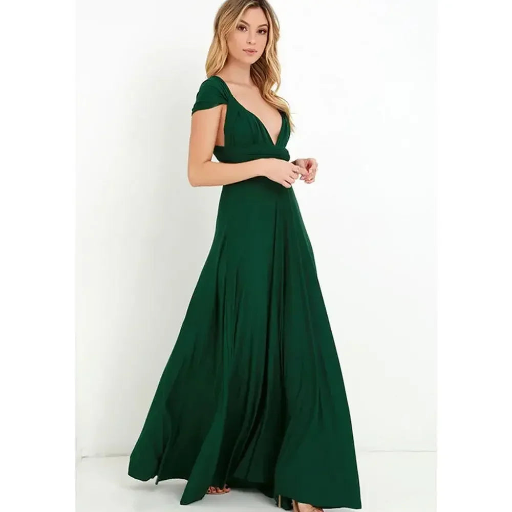 Robe Longue Sexy Sanglé Dame  Multi porté V-cou