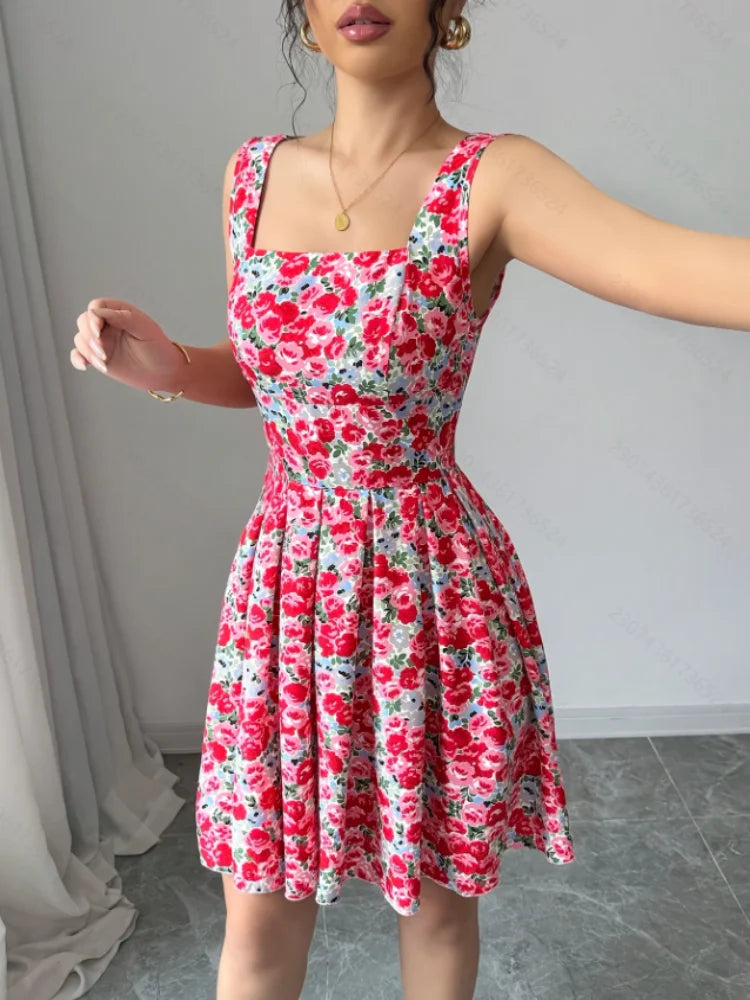 Robe d'Été Rétro Sans Manches