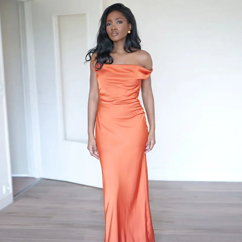 Robe Longue de Soirée en Satin