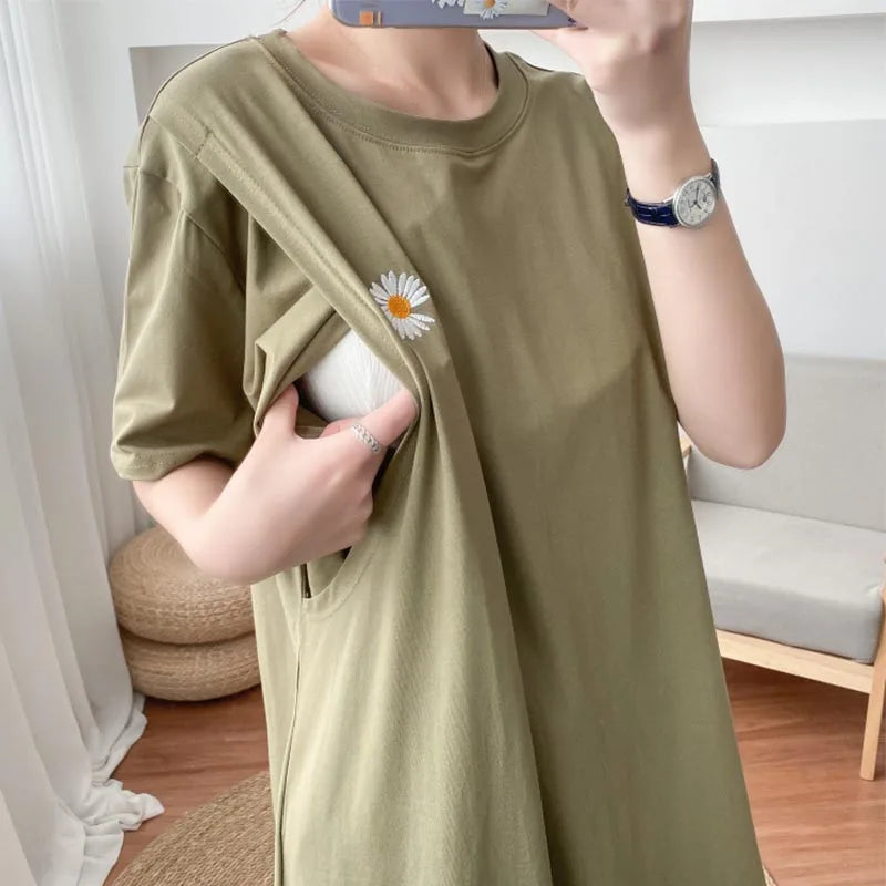 Robe d'allaitement à manches courtes confortable et décontracter