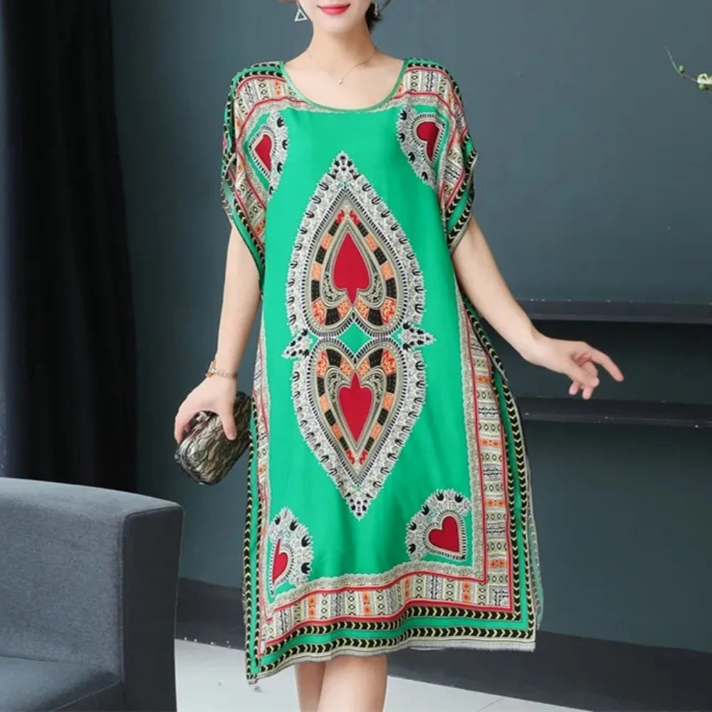 Robe de Maternité Bohème – Imprimé Élégant, Coupe Décontractée, Style Chic pour Grossesse