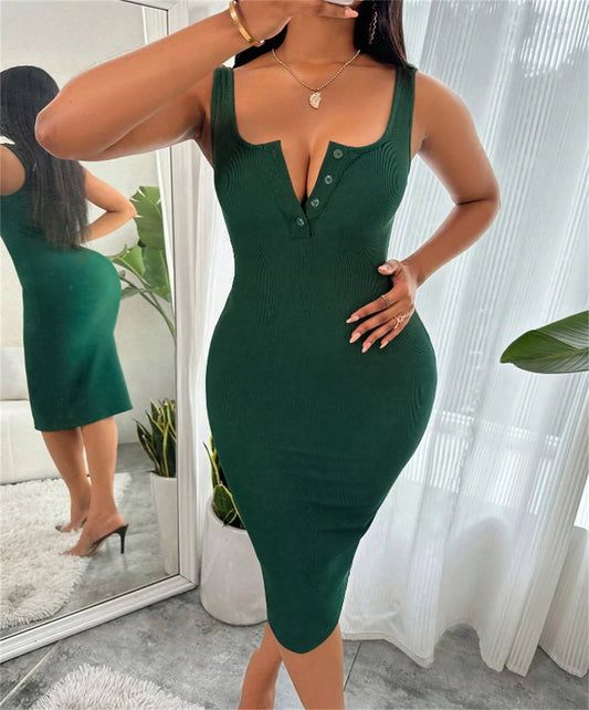 Robe Débardeur Élégante à Boutons