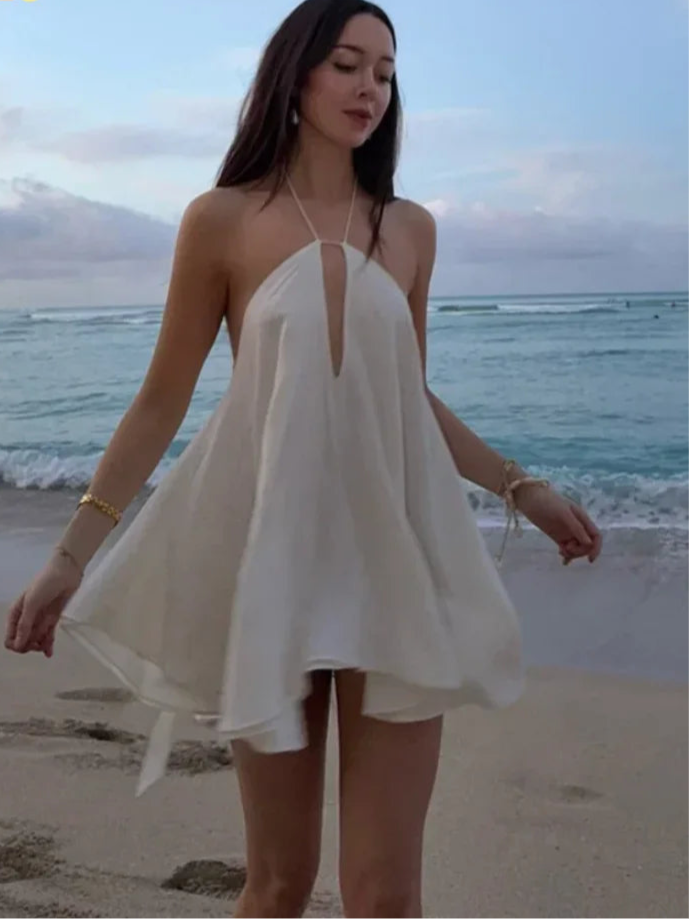 Robe de soirée Sexy à épaules sans manches, ajourée robe de plage, dos nu