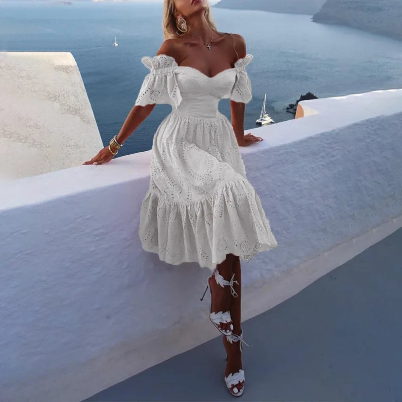 Robe Mi-Longue Épaules Dénudées