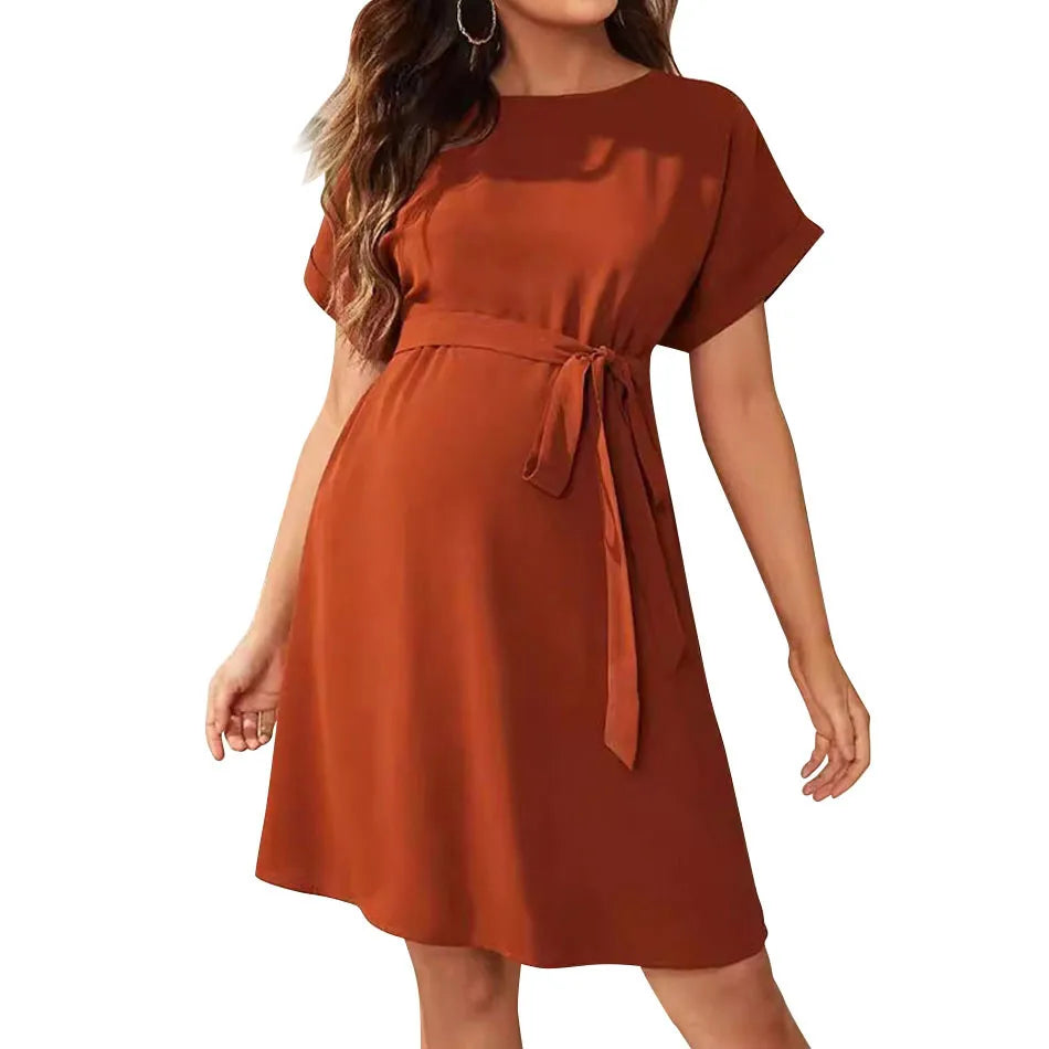 Robe nouée taille haute à manches chauve-souris