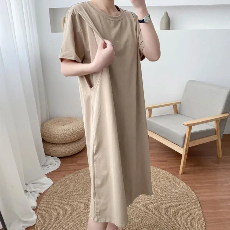 Robe d'allaitement à manches courtes confortable et décontracter