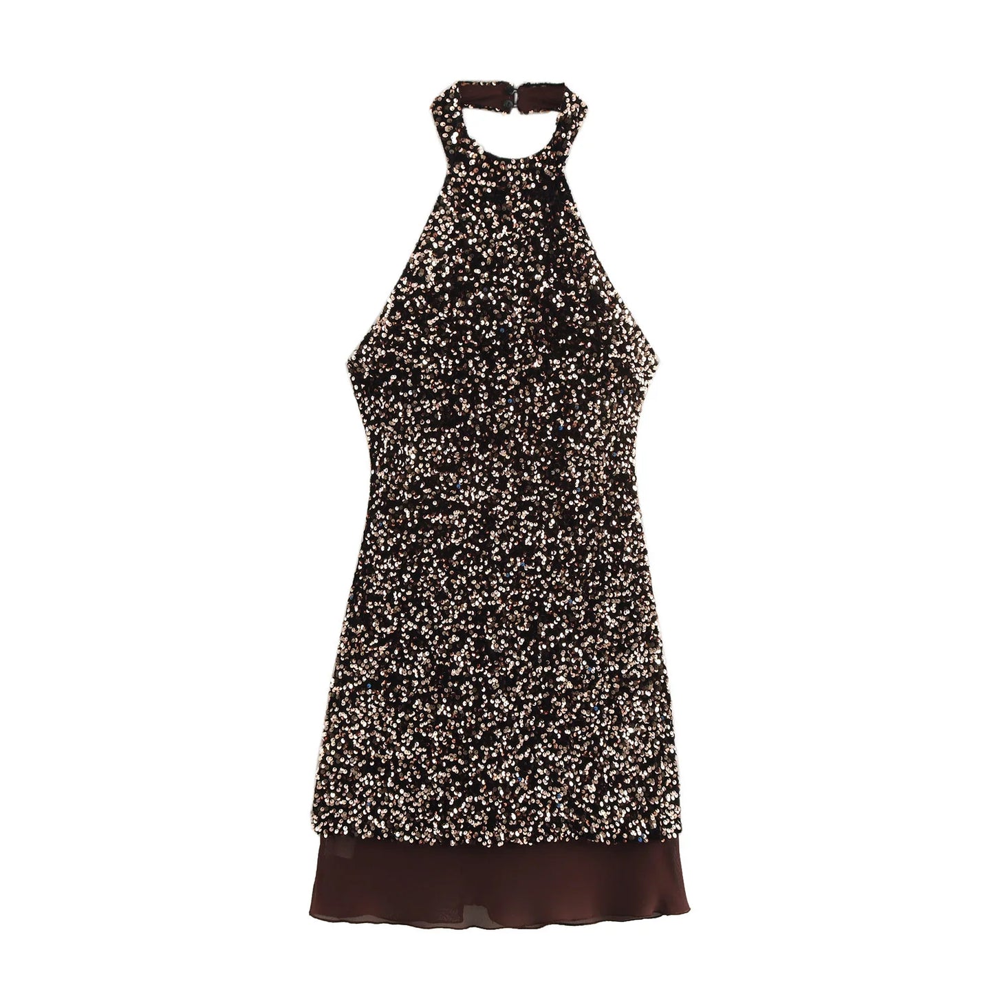 Mini Robe Scintillante à Col Licou