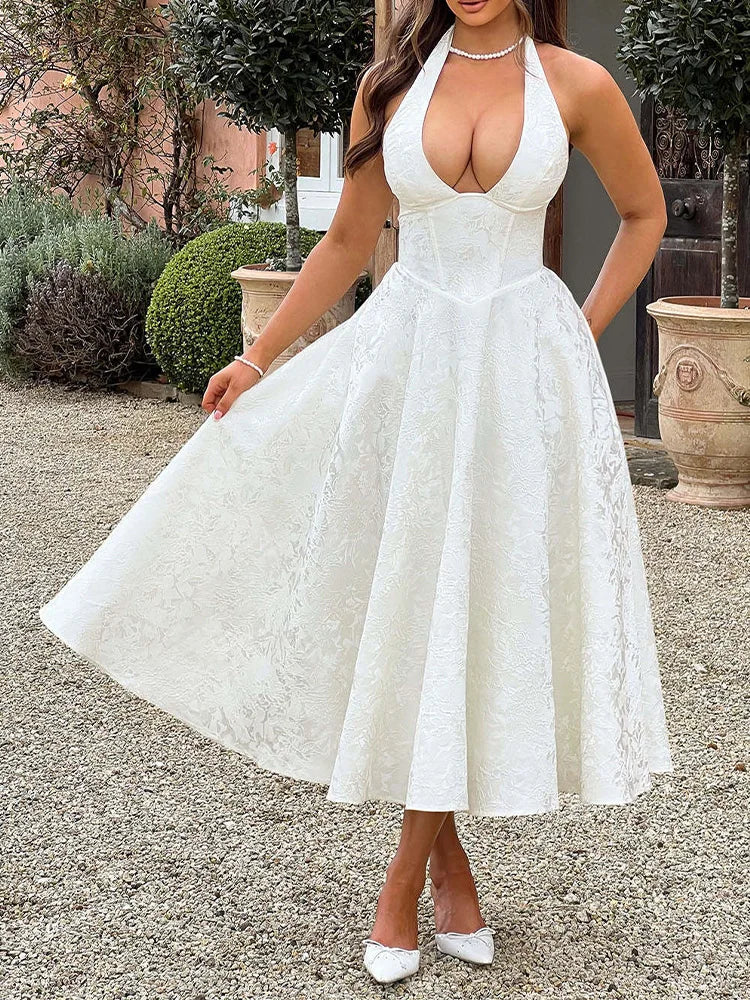 Robe Trapèze Longue en Jacquard