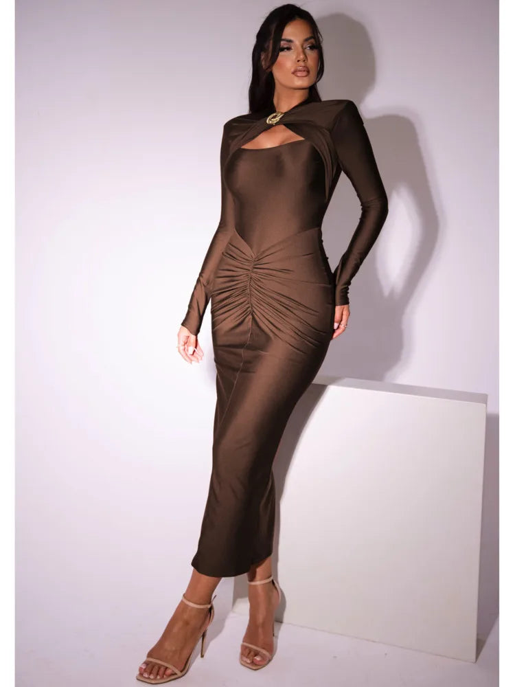 Robe Élégante Manche Longue Élastique Serré Moulante