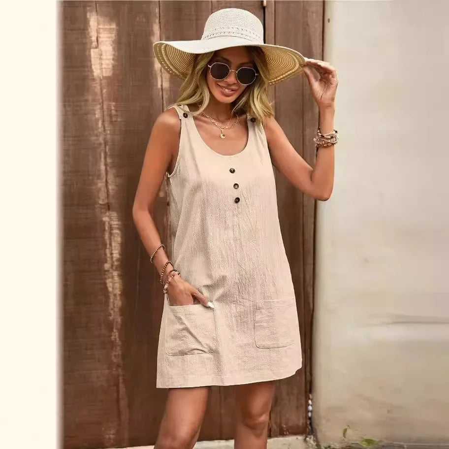 Robe Décontractée Bohème en Coton & Lin