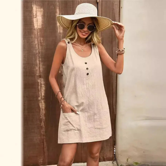 Robe Décontractée Bohème en Coton & Lin