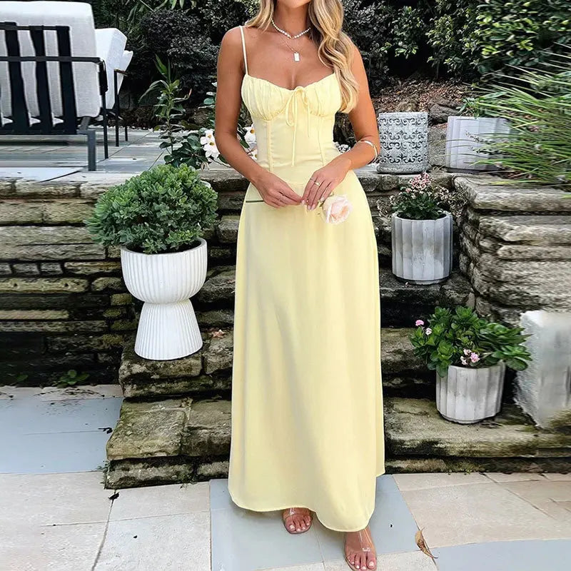 Robe Longue Été – Élégante, Sexy, Uni, Lacée, Tendance Mode, Tempérament Chic