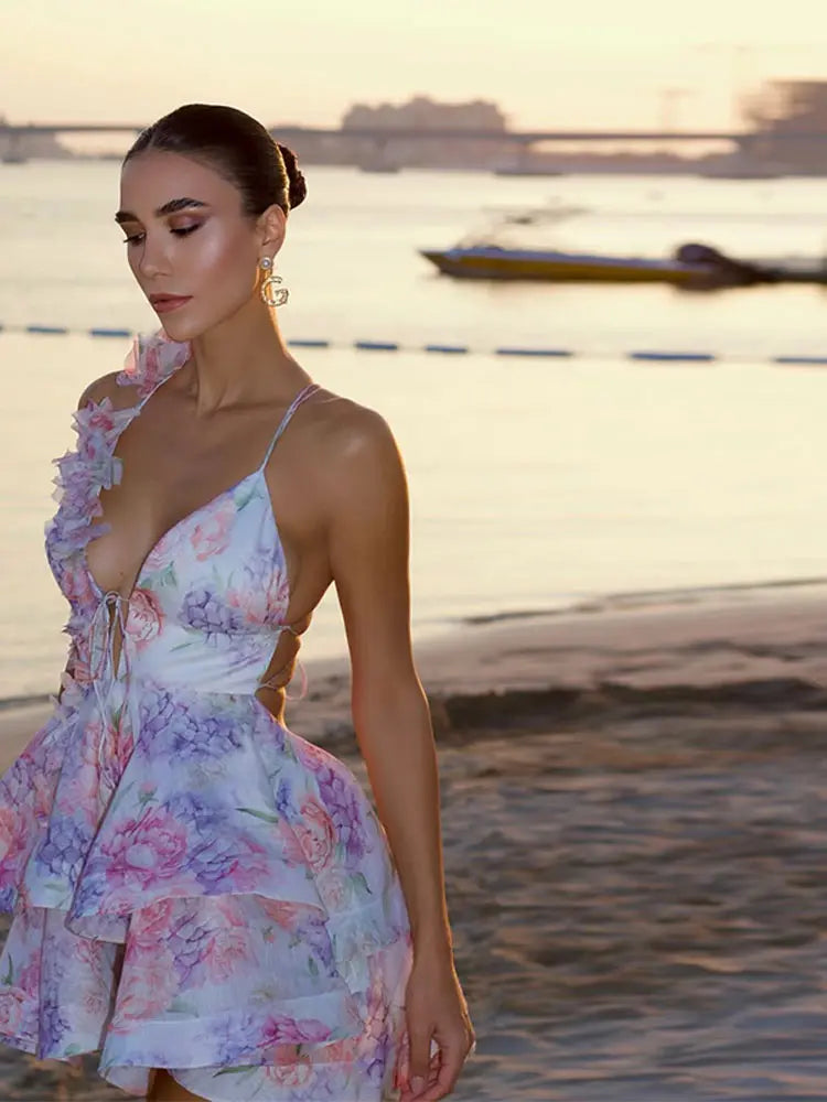 Robe d’Été Fleurie à Lacets