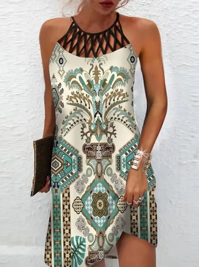 Robe de plage sexy mini à la mode, sans manche