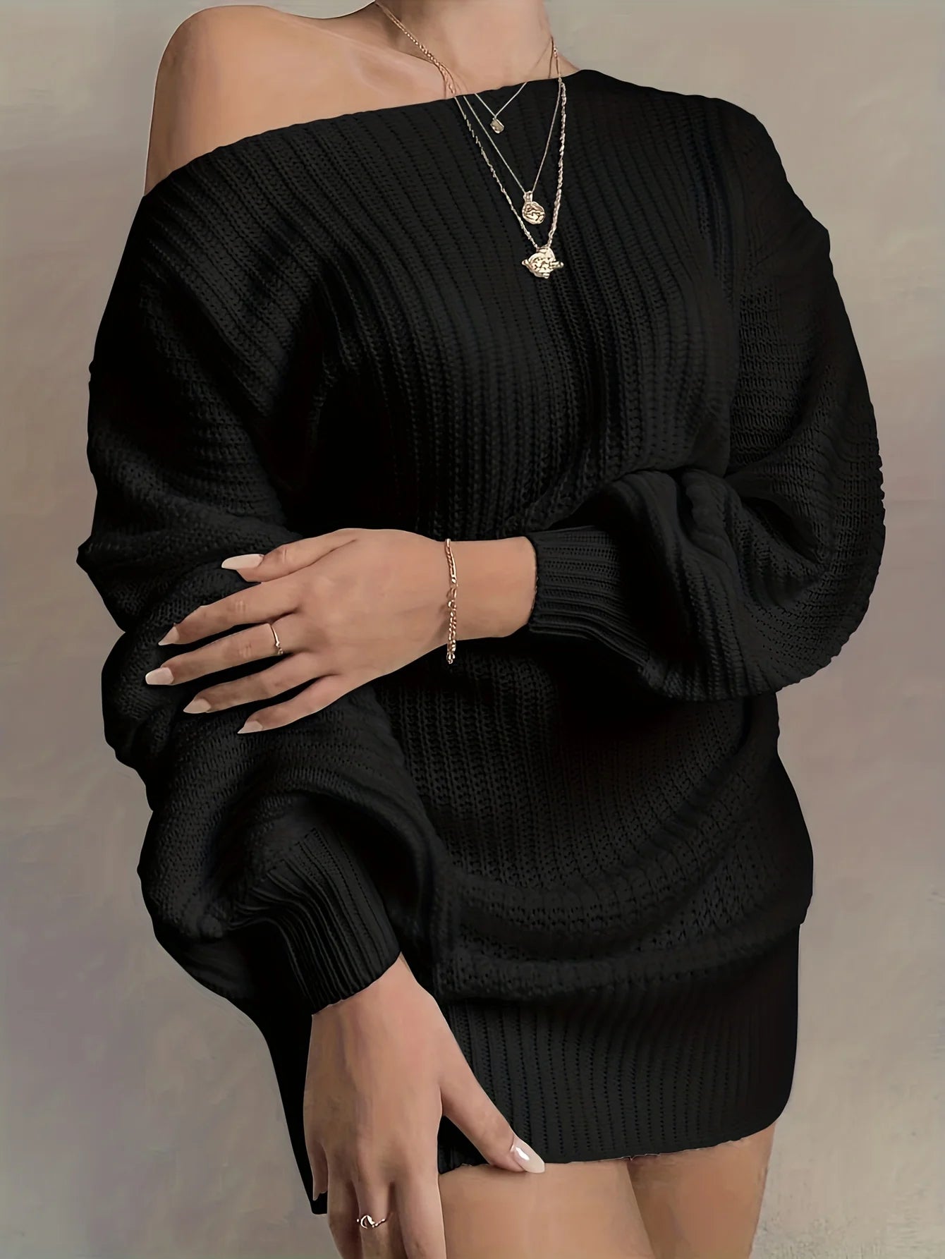 Robe Pull Femme Décontractée – Manches Longues Automne Hiver