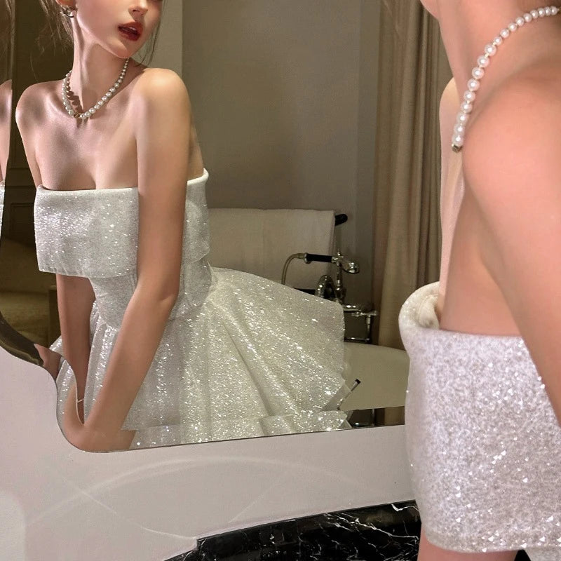 Robe de Soirée Taille Haute à Paillettes