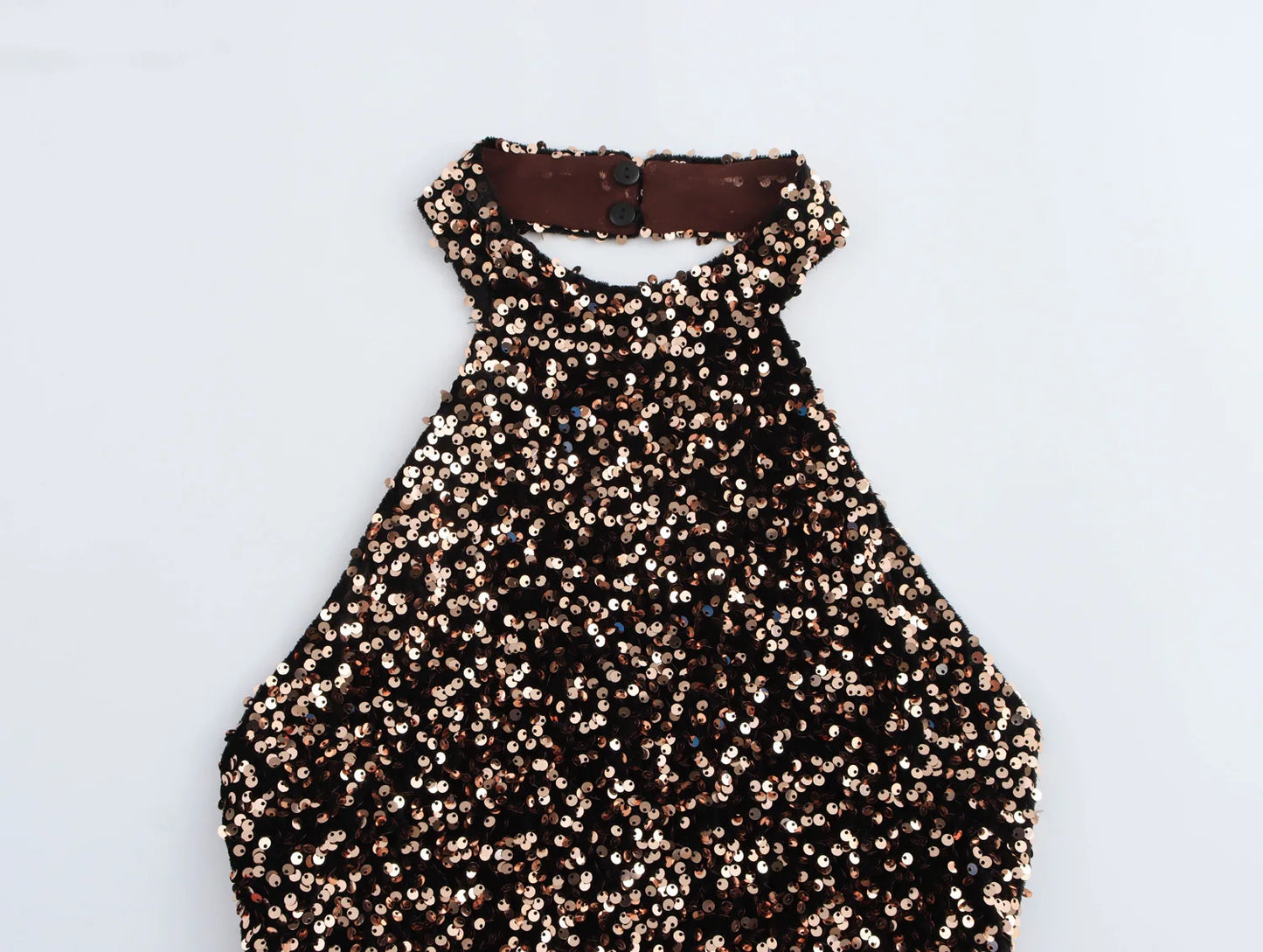 Mini Robe Scintillante à Col Licou